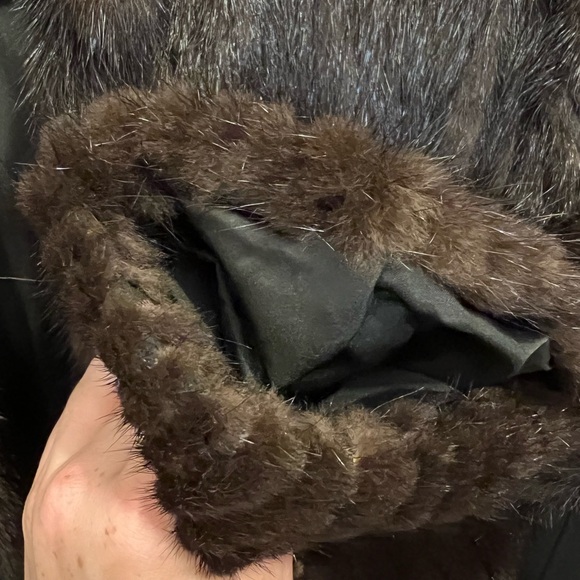 Vintage Mahogany Mink Fully Let Out Bomber Jacket Size 12-14 L XL Silk Lining - Picture 14 of 17